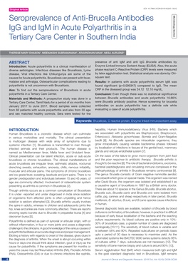 Seroprevalence of Anti-Brucella Antibodies Igg and Igm in Acute