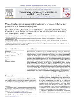 Monoclonal Antibodies Against the Leptospiral Immunoglobulin-Like