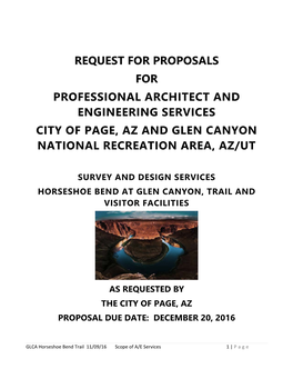 Request for Proposals for Professional Architect and Engineering Services City of Page, Az and Glen Canyon National Recreation Area, Az/Ut