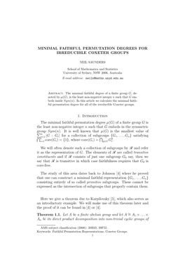 Minimal Faithful Permutation Degrees for Irreducible Coxeter Groups