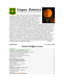 Lingua Botanica the National Newsletter for FS Botanists & Plant Ecologists