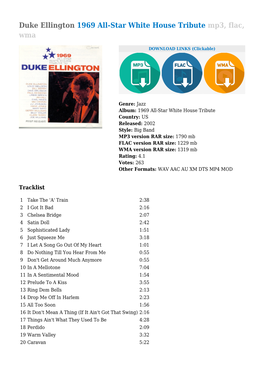 Duke Ellington 1969 All-Star White House Tribute Mp3, Flac, Wma