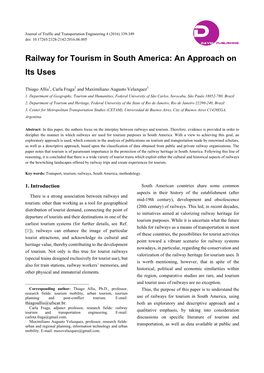 Railway for Tourism in South America: an Approach on Its Uses