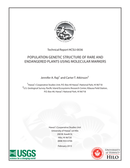 Population Genetic Structure of Rare and Endangered Plants Using Molecular Markers