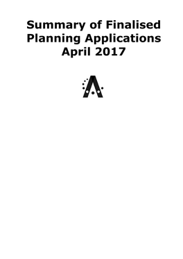 Summary of Finalised Planning Applications