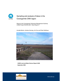 Sampling and Analysis of Lakes in the Corangamite CMA Region