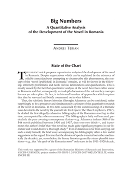 Big Numbers a Quantitative Analysis of the Development of the Novel in Romania