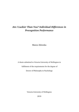 Individual Differences in Precognition Performance