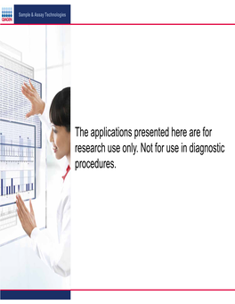 The Applications Presented Here Are for Research Use Only. Not for Use in Diagnostic Procedures