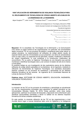 10047 Aplicación De Herramientas De Vigilancia Tecnológica Para