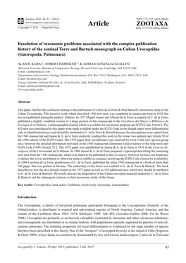 Resolution of Taxonomic Problems Associated with the Complex