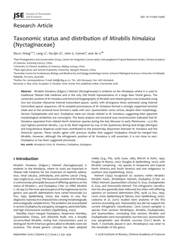 Taxonomic Status and Distribution of Mirabilis Himalaica (Nyctaginaceae)