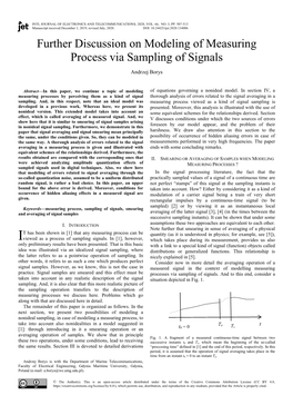 Further Discussion on Modeling of Measuring Process Via Sampling of Signals