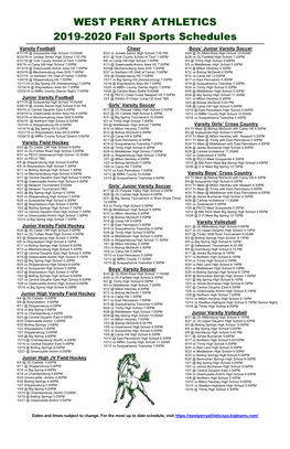 WEST PERRY ATHLETICS 2019-2020 Fall Sports Schedules