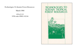 Technologies to Sustain Forest Resources (March 1984)
