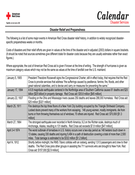 Disaster Relief and Preparedness