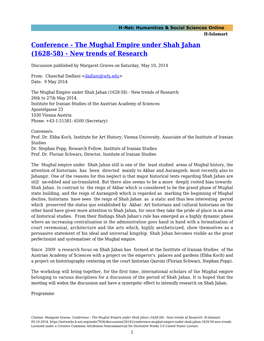 The Mughal Empire Under Shah Jahan (1628-58) - New Trends of Research