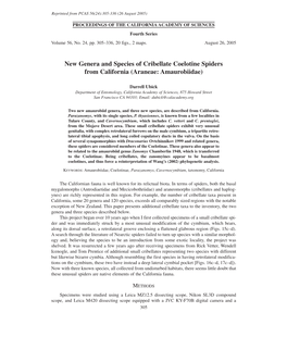 New Genera and Species of Cribellate Coelotine Spiders from California (Araneae: Amaurobiidae)