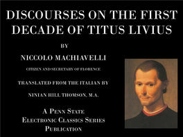 Discourses on the First Decade of Titus Livius