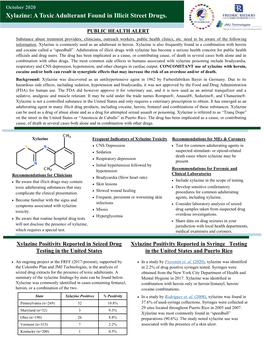 Xylazine: a Toxic Adulterant Found in Illicit Street Drugs