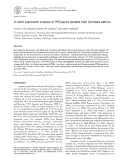 In Silicio Expression Analysis of PKS Genes Isolated from Cannabis Sativa L