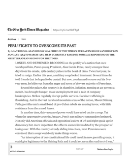 Peru Fights to Overcome Its Past