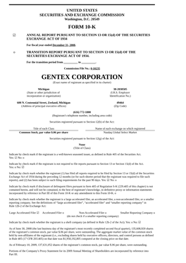 GENTEX CORPORATION (Exact Name of Registrant As Specified in Its Charter)