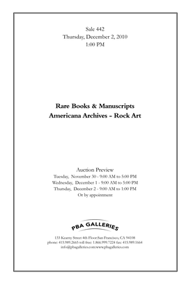 Rare Books & Manuscripts Americana Archives