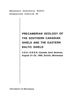 Precambrian Geology of the Southern Canadian Shield and the Eastern Baltic Shield