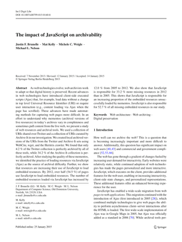 The Impact of Javascript on Archivability