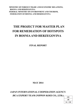 The Project for Master Plan for Remediation of Hotspots in Bosnia and Herzegovina