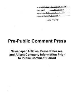 Pre-Public Comment Press