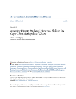 Assessing History Students' Historical Skills in the Cape Coast Metropolis