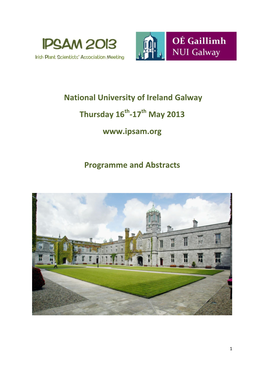 National University of Ireland Galway Thursday 16Th-17Th May 2013