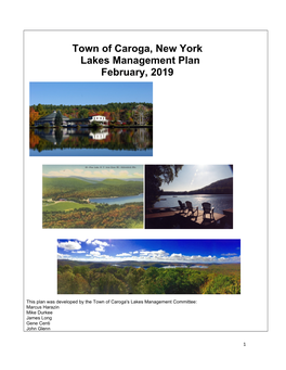 Town of Caroga, New York Lakes Management Plan February, 2019