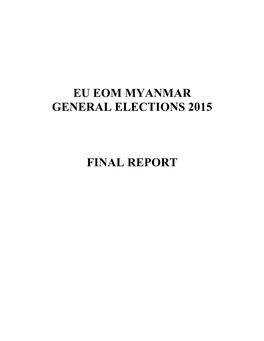 Eu Eom Myanmar General Elections 2015 Final Report