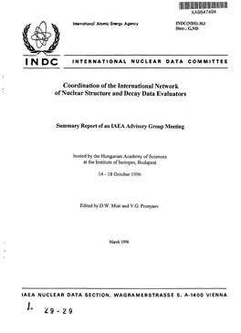 Coordination of the International Network of Nuclear Structure and Decay Data Evaluators