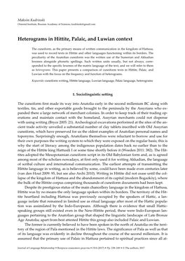 Heterograms in Hittite, Palaic, and Luwian Context