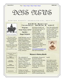 March 2007 Dcgs News