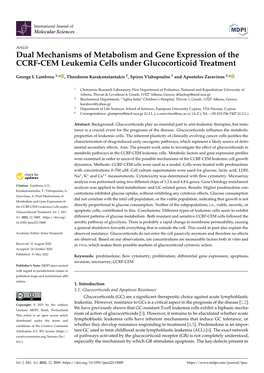 Dual Mechanisms of Metabolism and Gene Expression of the CCRF-CEM Leukemia Cells Under Glucocorticoid Treatment