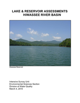 Lake & Reservoir Assessments Hiwassee River Basin