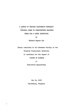 A Method of Grading Molybdenum Permalloy Turns for a Given Inductance Master of Science 1959