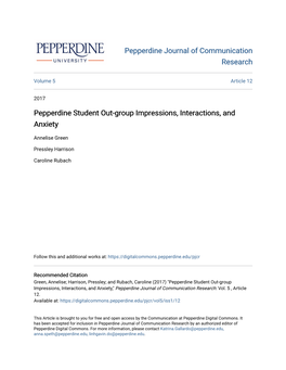 Pepperdine Student Out-Group Impressions, Interactions, and Anxiety