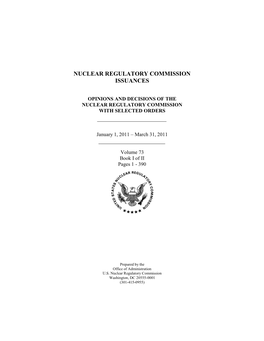 NUREG-0750, Vol. 73, Book I, Nuclear Regulatory Commission Issuances