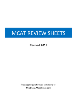 Miledown MCAT™ Review Sheets