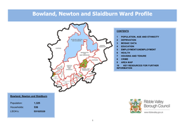 Bowland, Newton and Slaidburn Ward Profile