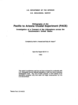 Pacific to Arizona Crustal Experiment (PACE) Investigation of a Transect of the Lithosphere Across the Southwestern United States