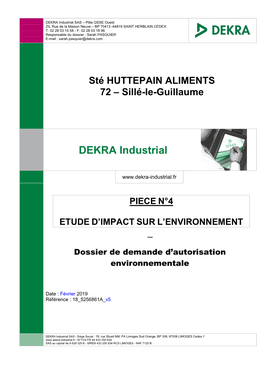 DEKRA Industrial SAS – Pôle QSSE Ouest ZIL Rue De La Maison Neuve – BP 70413 -44819 SAINT HERBLAIN CEDEX T