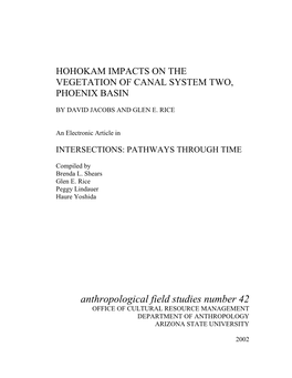 Hohokam Impacts on the Vegetation of Canal System Two, Phoenix Basin