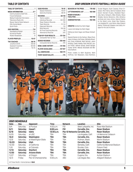 2021 OREGON STATE FOOTBALL MEDIA GUIDE 1 #Gobeavs TABLE of CONTENTS 2021 SCHEDULE